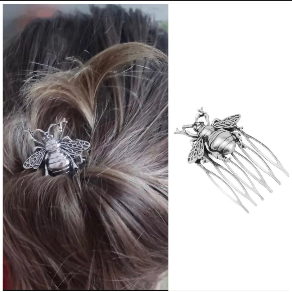 Bee hair comb - Silver Bumblebee Hair comb -Vintage Hair comb-Bee Bobby Pin
